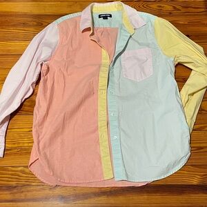 Lands' End Women’s Pastel Colorblock Button-Up Shirt